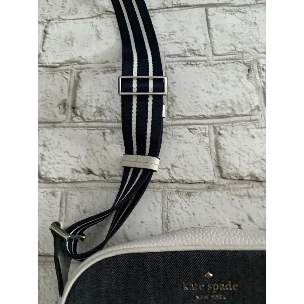 Kate Spade Kourtney‎ Blue Denim White Leather Camera Bag Crossbody Bag